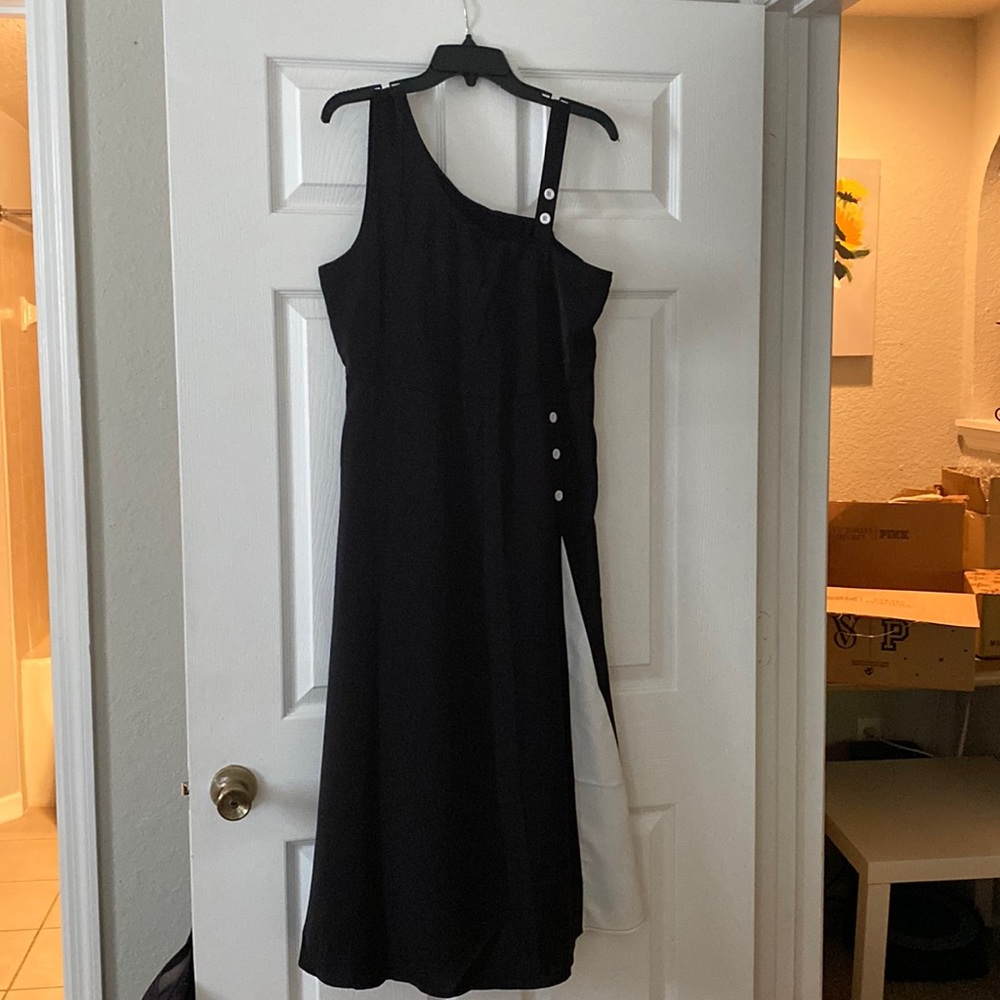 Black dress with white details